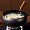 24CM Nonstick Wok Flat Bottom Non-Stick Pan with Lid Iron Wok for Home Camping Restaurant Hotel Kitchen