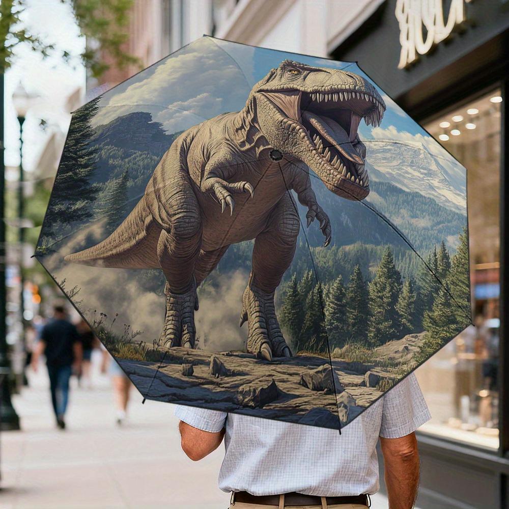 

1pc Automatic Open/Close Umbrella with Filtering, Thickened Reinforced Frame & 8-Rib Sturdy Structure - Roaring Dinosaur Print (as the picture,Iron&8K)