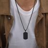 Trendy Dull Polish Dog Tag Necklace for Men,Waterproof Stainless Steel Square Pendant Necklace,Male Military Jewelry Gift