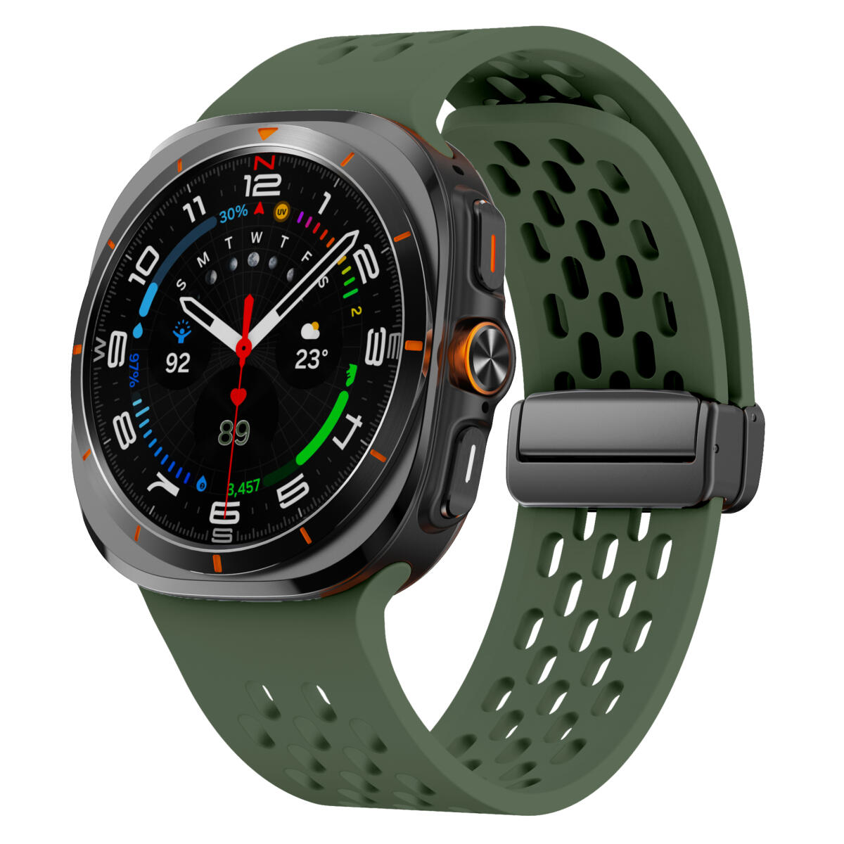 

Спортивные ремешки One Click для Samsung Galaxy Watch 7 Ultra 47 мм 2024 г. Новые мягкие дышащие силиконовые ремешки No Gap Quick Release для женщин и мужчин for galaxy watch Ultra зелёный