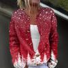 Women's Fashion Christmas Printed Long Sleeve Knitted Cardigan Button Down Jacket