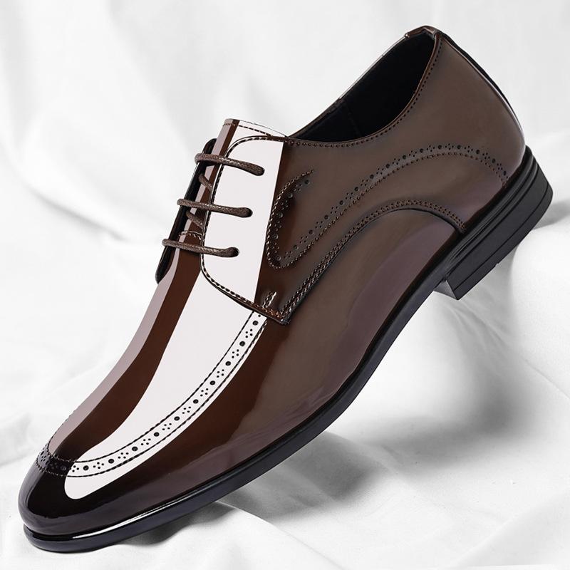 Men's Patent Leather Business Formal Leather Shoes Pointed Men's Shoes Trendy Groom's Wedding Shoes Formal Dress Shoes