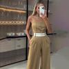 2024 Women's Summer One-Shoulder Striped Jumpsuit with High-Waisted Wide-Leg Pants