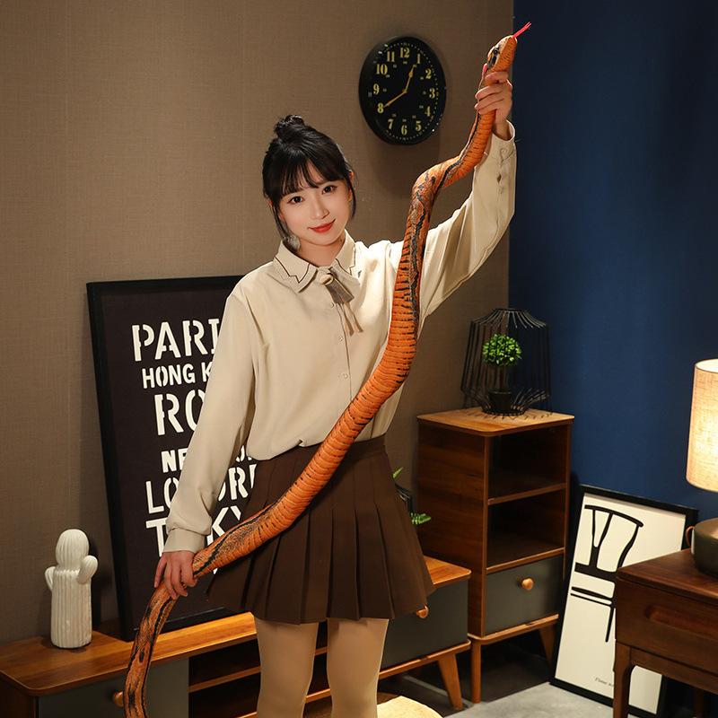 Simulation Python Big Family Plush Toy Printing Short Plush Spoof Tricky Spotted Snake Doll Giving Gifts