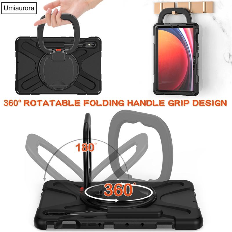 For Samsung Tab S10 FE 10.9 S7 S8 Plus S9 Ultra SM-X920 X820 X520 Heavy Duty Rugged Tablet Case Pull Ring Stand Shockproof Funda