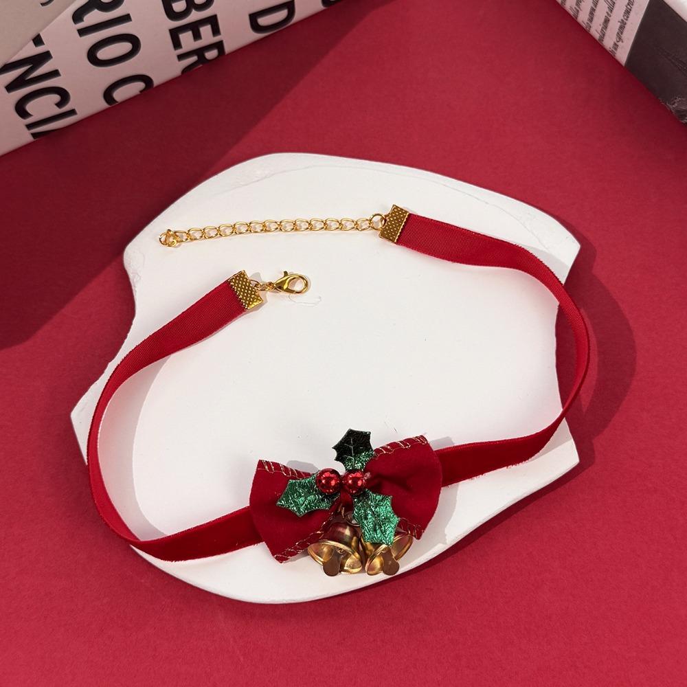 Velvet Bowknot Christmas Choker Plush Xmas Clavicle Chain Jewelry Accessories
