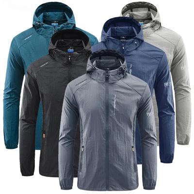 Summer Outdoor Quick Dry Sun-Protective Thin Jacket Men Hiking Fishing Cycling Hooded Gym Sport Windbreaker Ultra Light Coats
