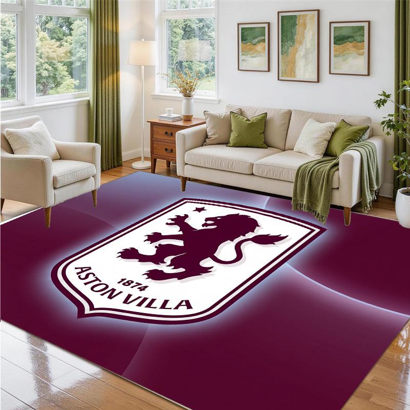 Aston Villa Football Design Crystal Velvet Rug Soft Decorative Mat for Bedroom Entrance