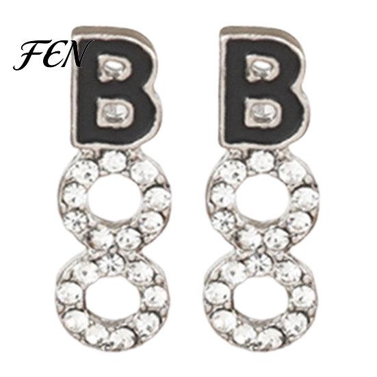 Sparkling Crystal Alloy Earrings 1 Pair Halloween BOO for Women, Sparkly Rhinestone Boo Elegant Drop Letter Stud Earrings, Holiday Costume Jewelry