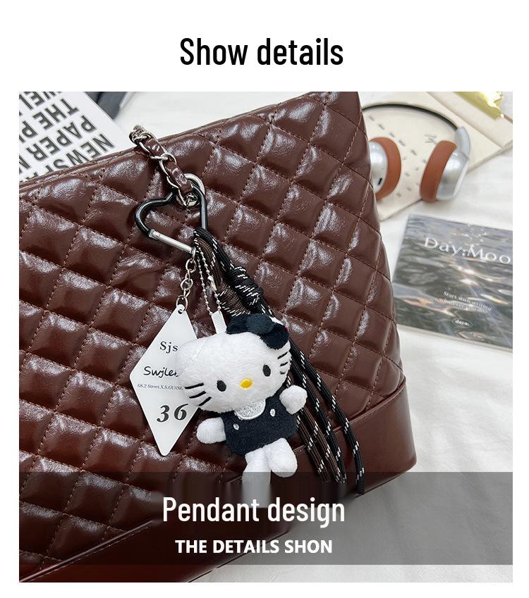 Autumn/Winter Diamond Pattern Women's Large Capacity Crossbody Tote - Fashionable Retro Solid Color