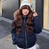 Retro British style removable fur collar hooded jacket down cotton-padded clothes women's winter new design short cotton-padded jacket