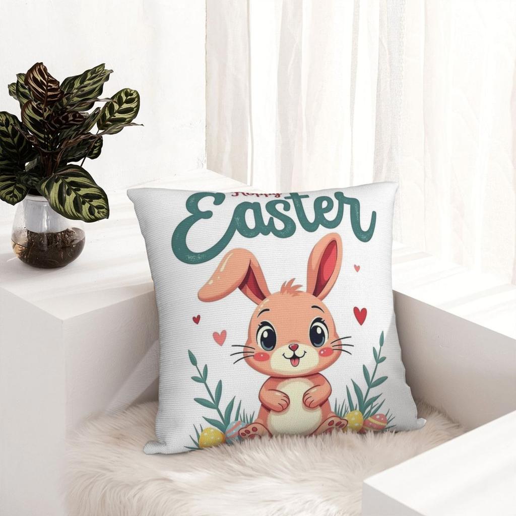 Pillow Cover Happy Easter Day Rabbit Pattern Cushion Cover Cute Funny Pillow Case For Sofa Car Home Decor Pillowcases