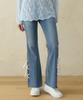 PINK PINEAPPLE Ribbon Low-Rise Bootscut Pants_Indigo