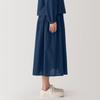 MUJI Women's Cotton Voile Indigo-Dyed Gathered Skirt, Navy, Size S, BE1T1A4A