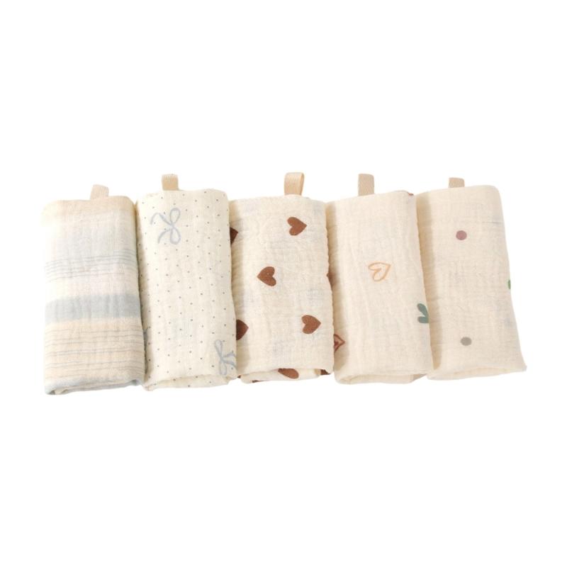 

5Pcs/set Cotton Baby Burp Cloths Soft and Breathable Newborns Washcloths for Bath Time Gentle Skin Care 23x23cm
