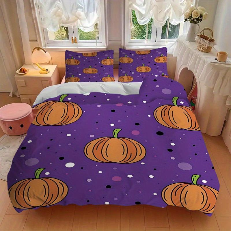 3pcs Pumpkin Pattern Bedding Set, Breathable and Soft, Suitable for All Seasons, Ideal for Home Use, Suitable for Bedroom Decor yy250821197