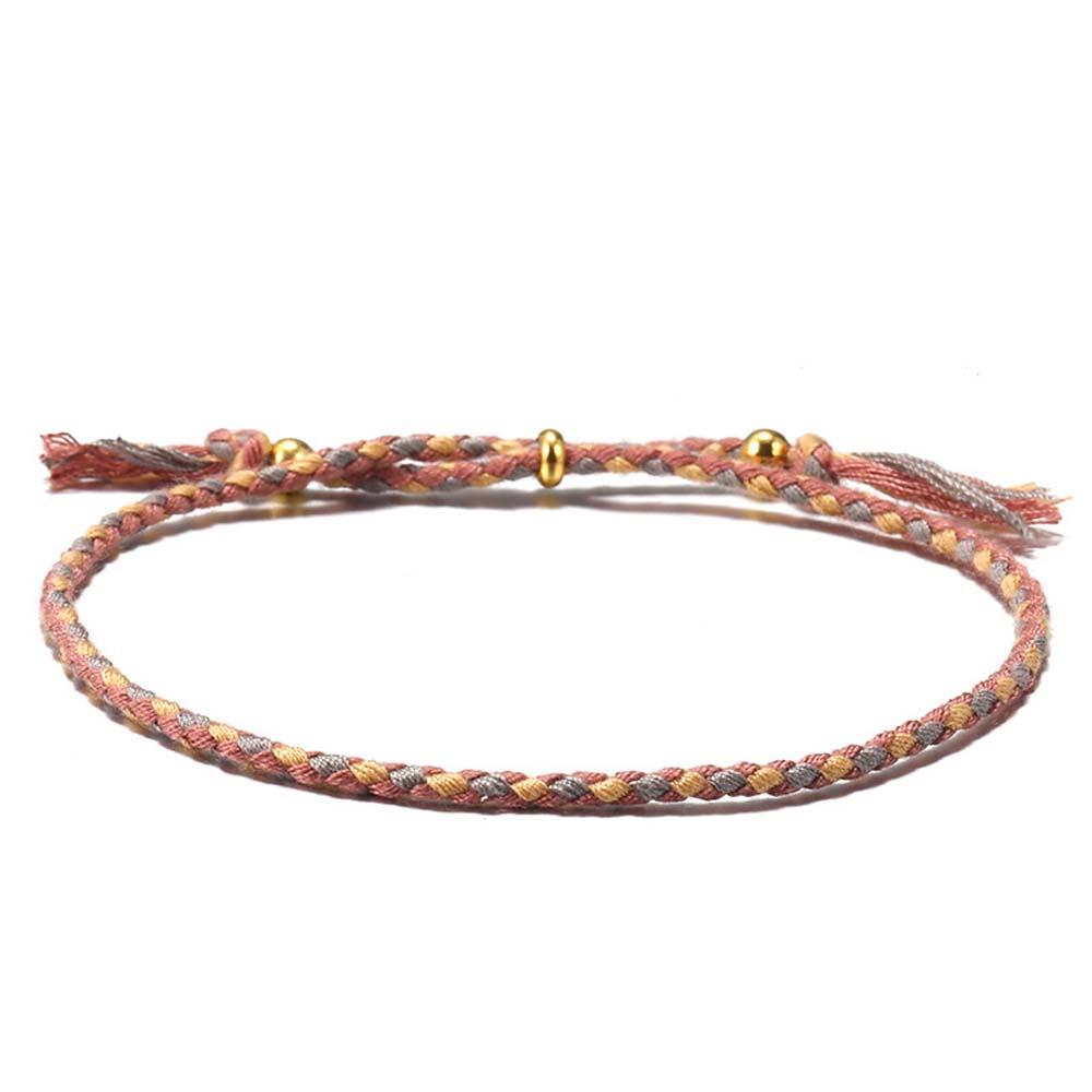 Women Copper Bead Girls Gift Fashion Accessories Polyester Thread Braid Hand Rope Woven Bracelet