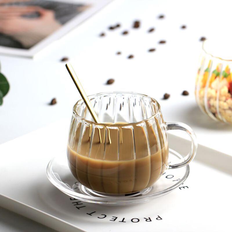 Shangqi Ribbed Glass Mugs with Handle