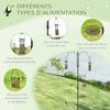 Steel bird feeder station, freestanding bird feeder 208H cm with 4 hooks, black