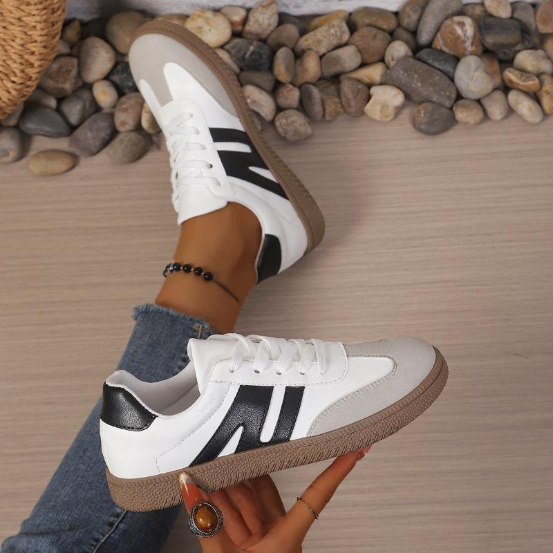 Women's Spring Flat Breathable Soft-Soled Versatile White Casual Sports Board Shoes, Training Style.