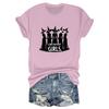 Maglietta casual da donna con stampa, scollo tondo, pullover, manica corta