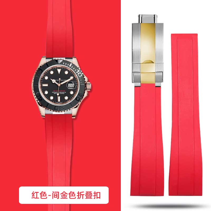 20mm 21mm 22mm For Rolex Daytona Gmt Oyster Tudor Black Bay Omega Watchband Rubber Fold Buckle Watch Strap Silicone Men Bracelet