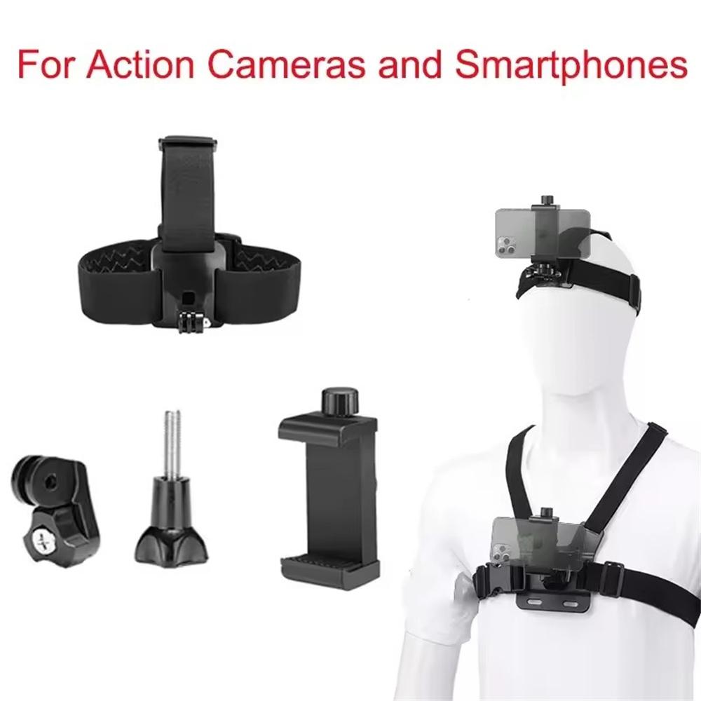 Roreta Action Camera Kit Head Strap Chest Strap Phone Holder for GoPro Phone Osmo Enhanced Stability Versatility Stand 5