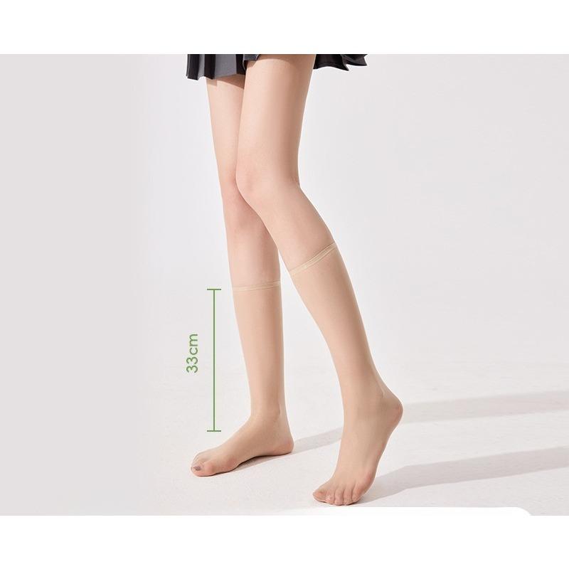 

Женские летние тонкие шелковые носки до икры, устойчивые к зацепкам, ультратонкие телесного цвета, полудлинные, для красоты, невидимые маскирующие хрустальные носки Calf socks телесный