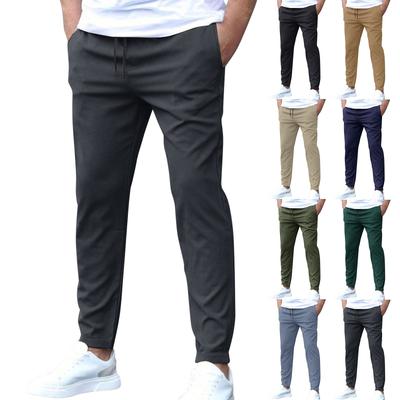 Casual Slim-fit Nine-point Men's Pants Solid Color Casual Pocket Pants