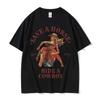 Rette ein Pferd Reite einen Cowboy Print T-Shirt Männer Frauen Harajuku Mode Vintage O-Ausschnitt T-Shirts Lässig 100% Baumwolle Übergroßes T-Shirt