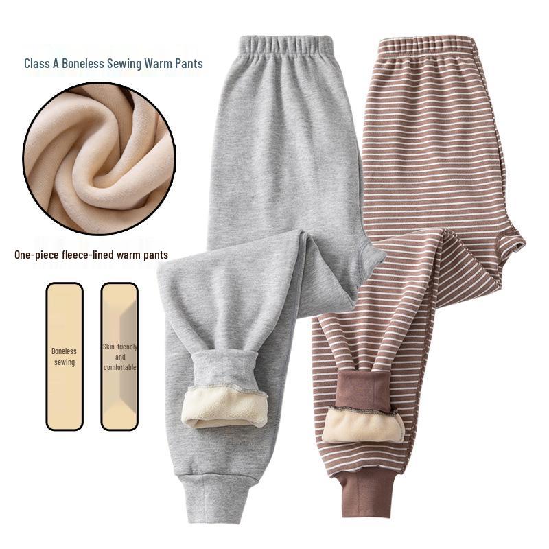 Boys' Warm Plus Velvet Thickened Pants: Medium & Large Sizes, Teen One-Piece for Fall/Winter School Wear