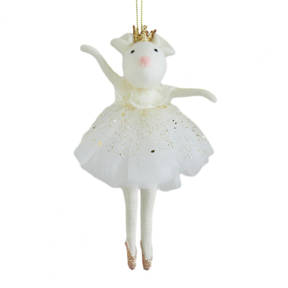 Ballet Mouse Doll Christmas Ornament Plush Ballet Dancer Hanging Pendant for Xmas Tree Holiday Party Decor