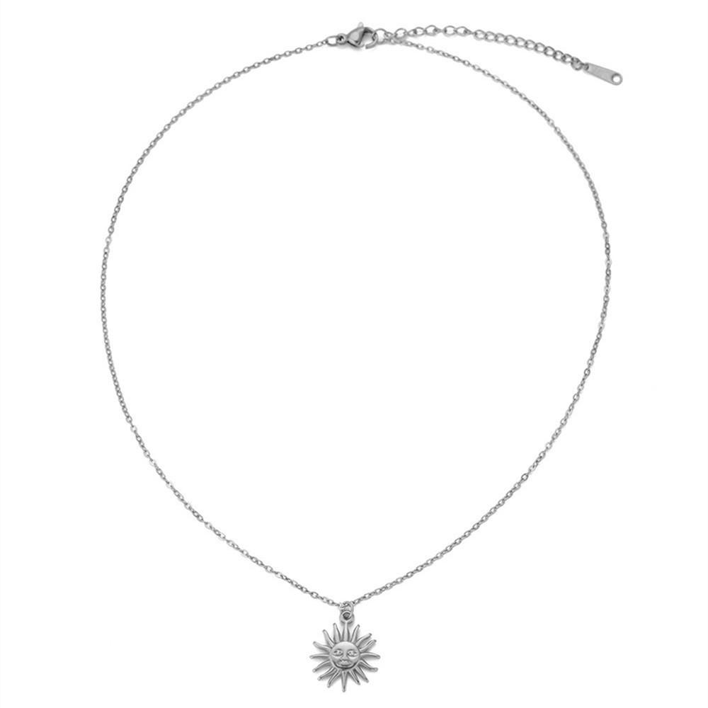 Sunflower Stainless Steel Pendant Necklace - Retro European American Style