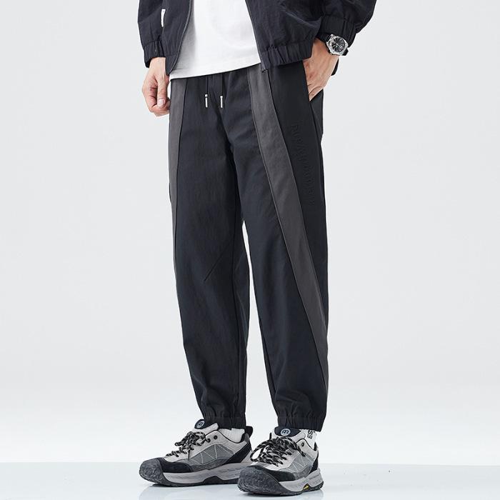 

2025 Мужские повседневные брюки из эластичной ткани, модная модель высокого класса, без аммиака, искусственный хлопок, с манжетами, брюки большого размера для весны и осени. Medium чёрный