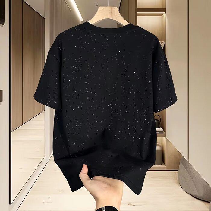 Summer 2025 Starry Sky Baby's Breath Sequin Loose T-Shirt