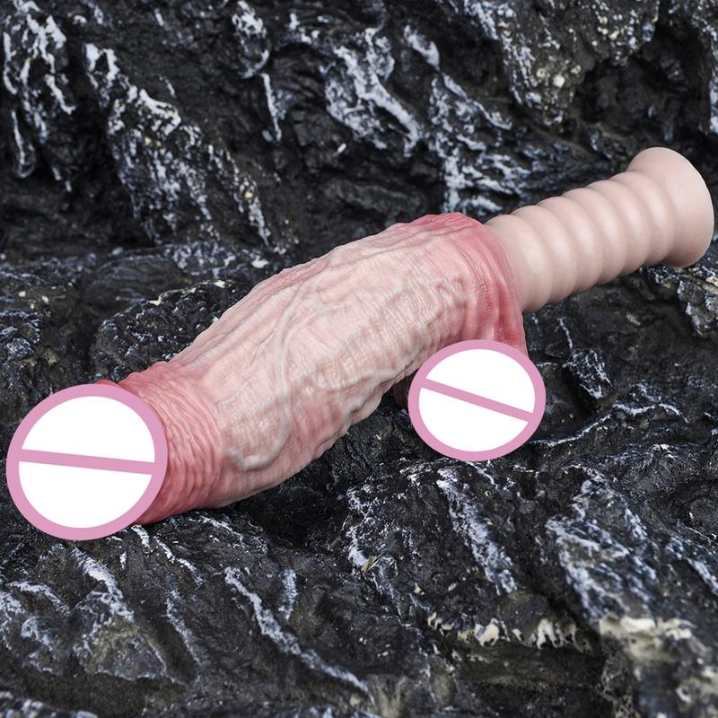 FAAK Dual Layer Silicone Realistic dildo Screw Handle Penis with Sucker Sex Toys For Women Vagina Anal Stimulate Sex Shop
