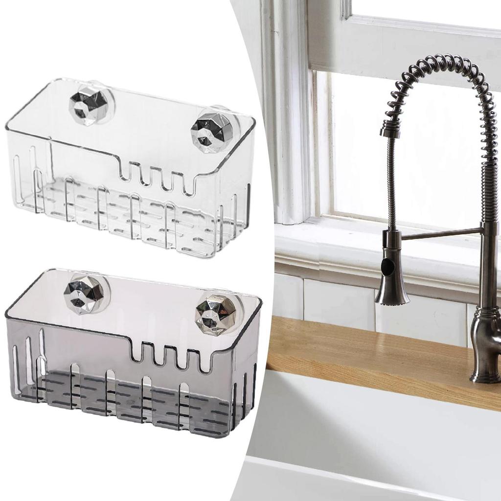Suction Cup Kitchen Sink Rack Sink Caddy No Punching Multifunctional Easy Install Portable Storage Basket for Apartment Hotel