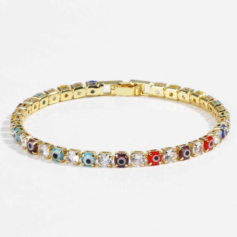 2026 Lucky Turkish Evil Eye Bracelet Women Hand Red Blue Gold Silver Zircon Tennis Chain Bangle Luxury Jewelry Gifts