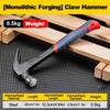 Multi-Purpose High Carbon Steel Claw Hammer with Ergonomic Handle & Non-Slip Grip, Durable Woodworking Tool for DIY, Home Repair