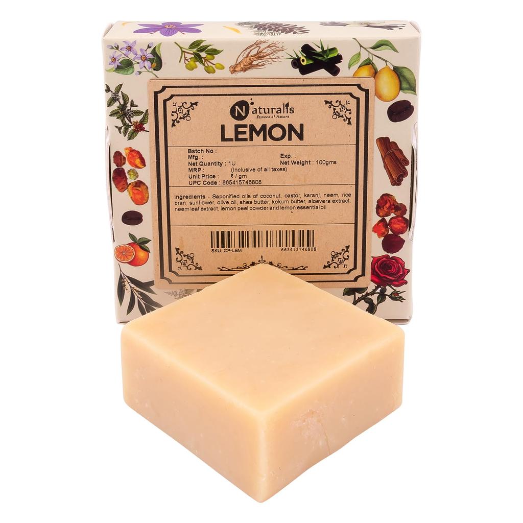 Naturalis Lemon Soap Handmade Cold-Pressed Lemon Soap for Bath with Lime Essential Oil Luxury Soap for Deep Nourishment, Moisturizing, and