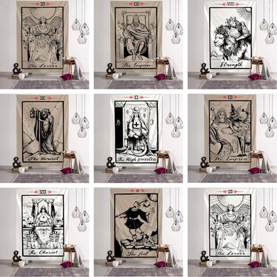 Tarot Tapestry Wall Hanging Witchcraft Hippie Beach Throw Rug Carpet Sun Moon Tapestries Bohemian Home Art Psychedelic Decor