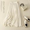 Summer Vintage Solid Woman Skirt Cotton Ruffle Double Layer Skirt