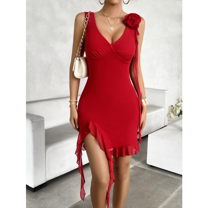 Women's Summer Y2K Solid Color Slim Mesh Halter Dresses