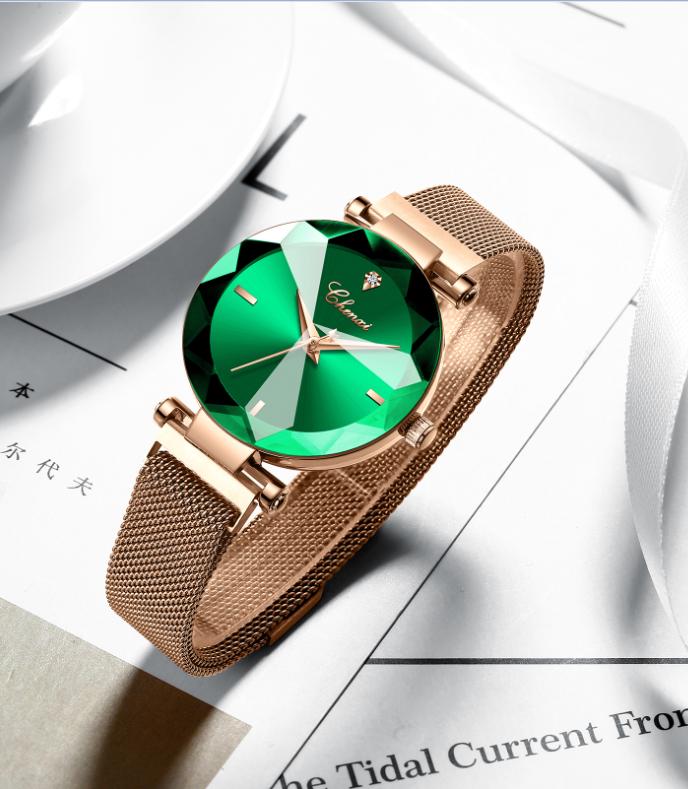 New CHENXI Rohmbus-shaped Glass Custom Women Watches Mesh Band Quartz Wristwatch 309L Elegant Ladies Watch Pink Women Baracelt