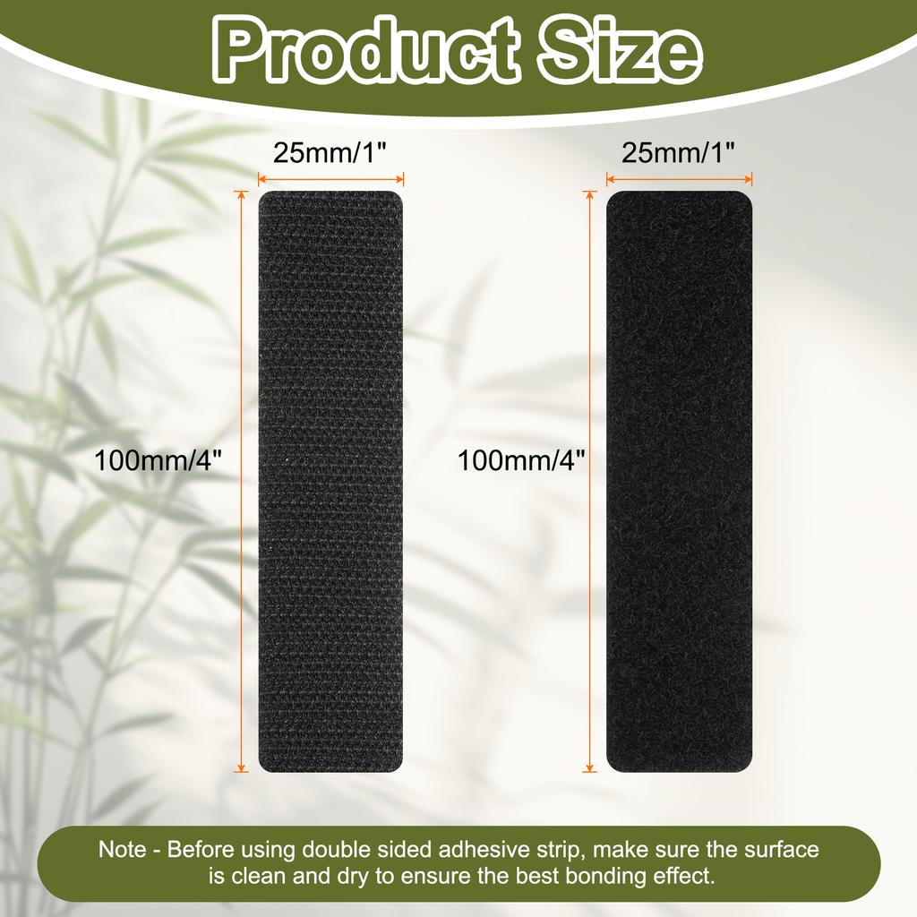 Strong Self-Adhesive Hook and Loop Fastener Tape Rectangle Nylon Sticker Adhesive Tape For Home Office Car DIY Craft Black