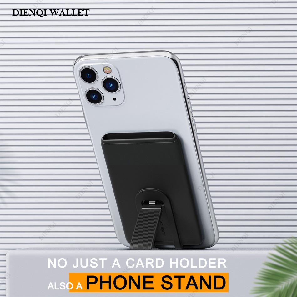 DIENQI Silicone Phone Card Holder Mobile Cell Phone Stand Credit Cardholder Adhesive Sticker Pocket for Iphone Samsung