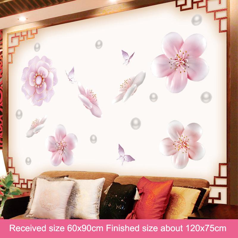 Vodotěsná samolepka na zeď s motýlky z okvětních lístků květin, samolepicí, odnímatelná, pro ložnici, obývací pokoj, domácí dekoraci, severský styl