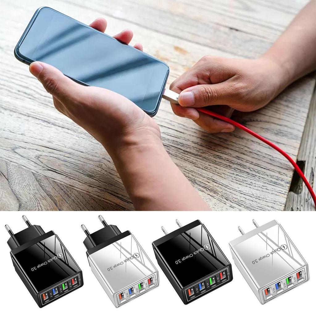 3A USB Charger 4 Ports Quick Charge 3.0 Mobile Phone Charger Adapter For EU/US Plug IPhone Samsung Xiaomi Wall Mobile Charger