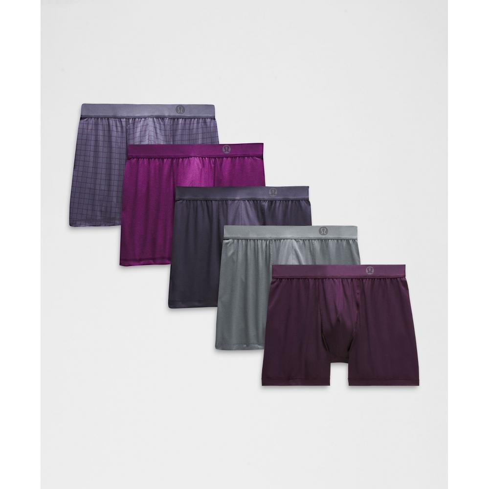 

Lululemon Always In Motion Boxer 5 5 Pack Deep Phantom Heathered Dramatic Magenta Grid Plaid mini Wp Nightfall Dramatic Magenta Black Night Oil Grey M/5