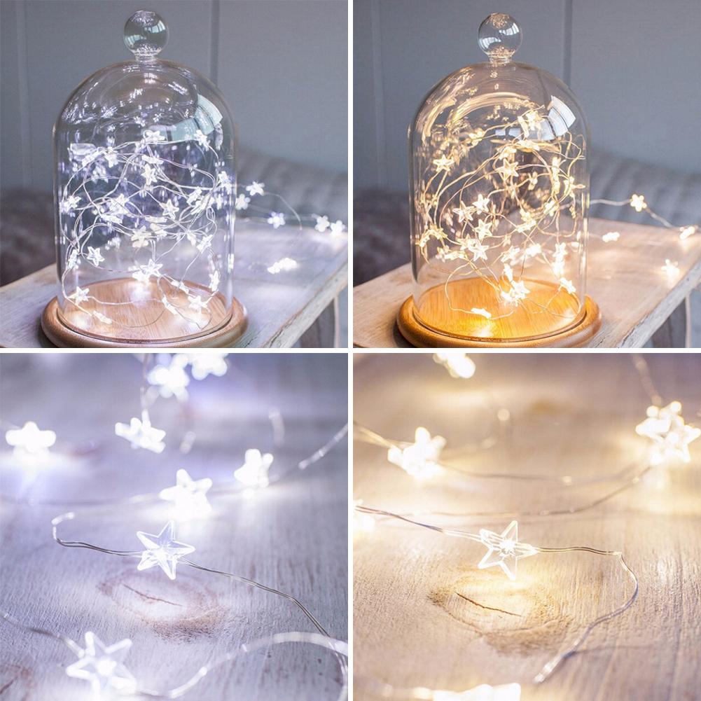1M/2M/5M Star Copper Light String Room Decoration LED Fairy Lights Christmas Xmas Decorative Garland LED String Light Battery Powered Light